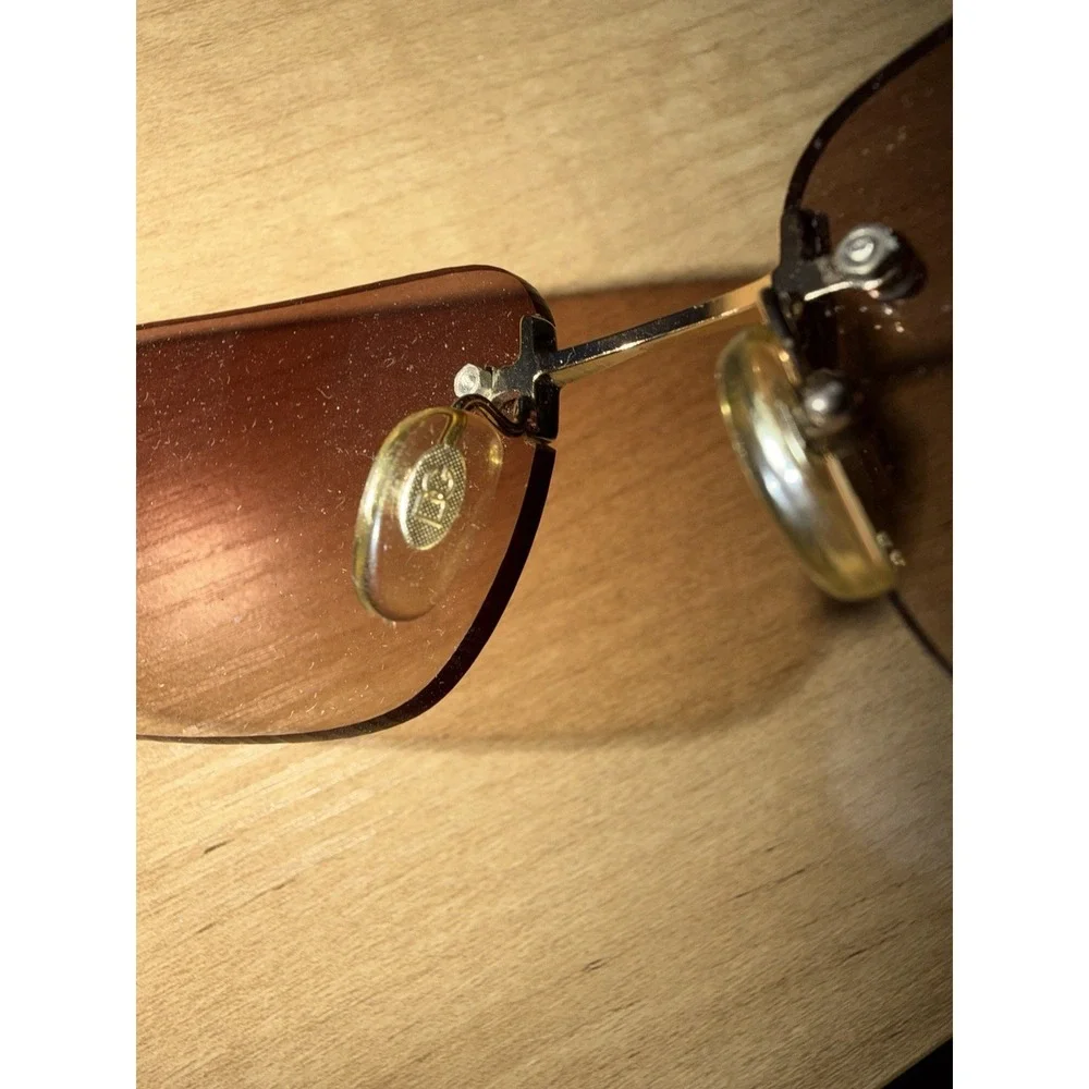 VTG Y2K Dolce Gabanna D&G Rimless Rectangle Sunglasses Tinted Lens Brown Gold